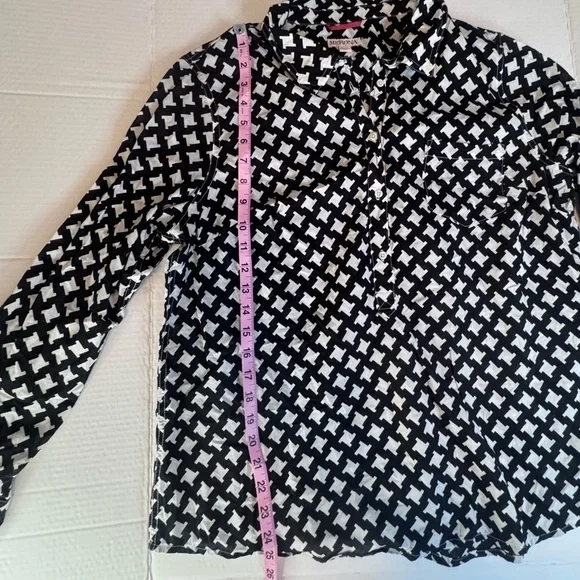 Merona Black & White Geometric Print Button Front Blouse XXL - Picture 7 of 11